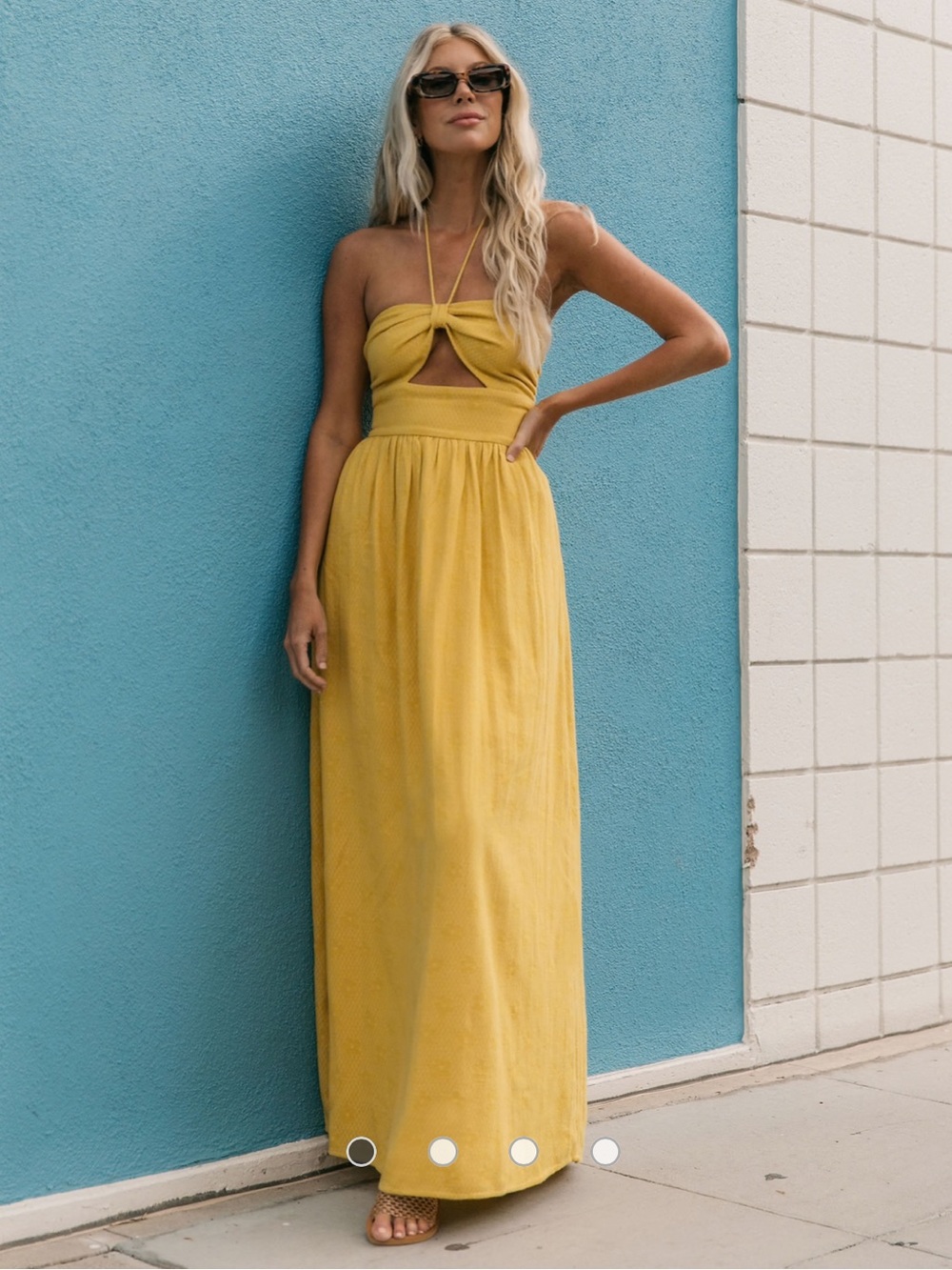 Billabong x Salty Blonde Sunset Glow maxi summer dress in yellow
